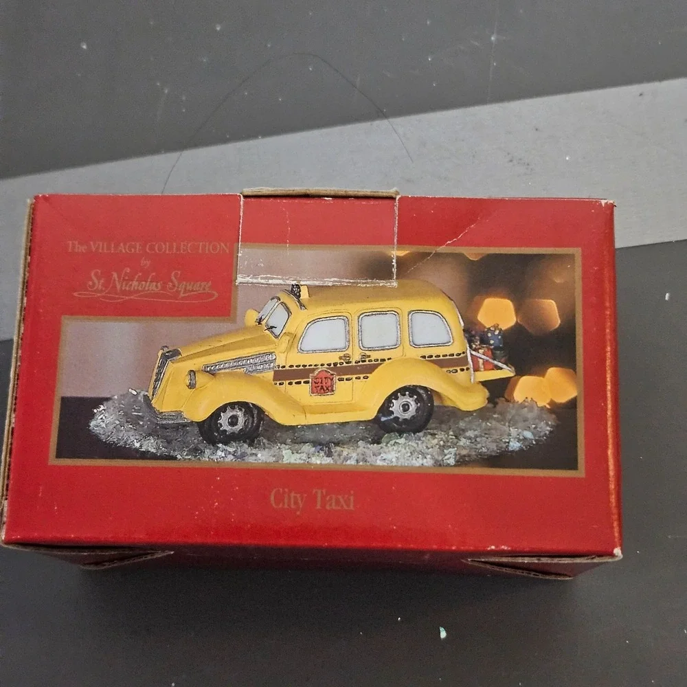 St Nicholas Square Village Accessory Yellow City Taxi Cab Car Vehicle Decor‎